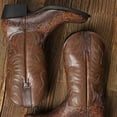 thumbnail image 4 of Men's Western Cowboy Boots - Retro Embroidery Mid Calf Pull-On Boots with Snakeskin Pattern, Round Toe, Chunky Heel, Slip Resistant, (Brown & Black Options), 4 of 6