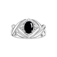 thumbnail image 1 of RYLOS Rings for Women Sterling Silver Ring XOXO Hugs & Kisses 7X5MM Gemstone & Diamond Cabochon Onyx Jewelry Size 10, 1 of 7