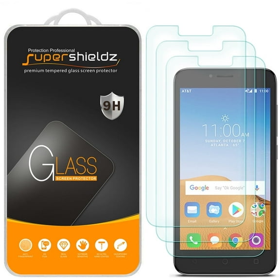 [3-Pack] Supershieldz for Alcatel Tetra Tempered Glass Screen Protector, Anti-Scratch, Anti-Fingerprint, Bubble Free