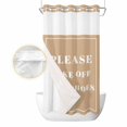 thumbnail image 2 of Khaki Letter No Hook Shower Curtain Waterproof, Bathroom Curtains with Snap in Liners and See Through Top Window, Modern Minimalist White Text Striped Hotel Style Bathtub Curtains Shower 36"Wx78"L, 2 of 8