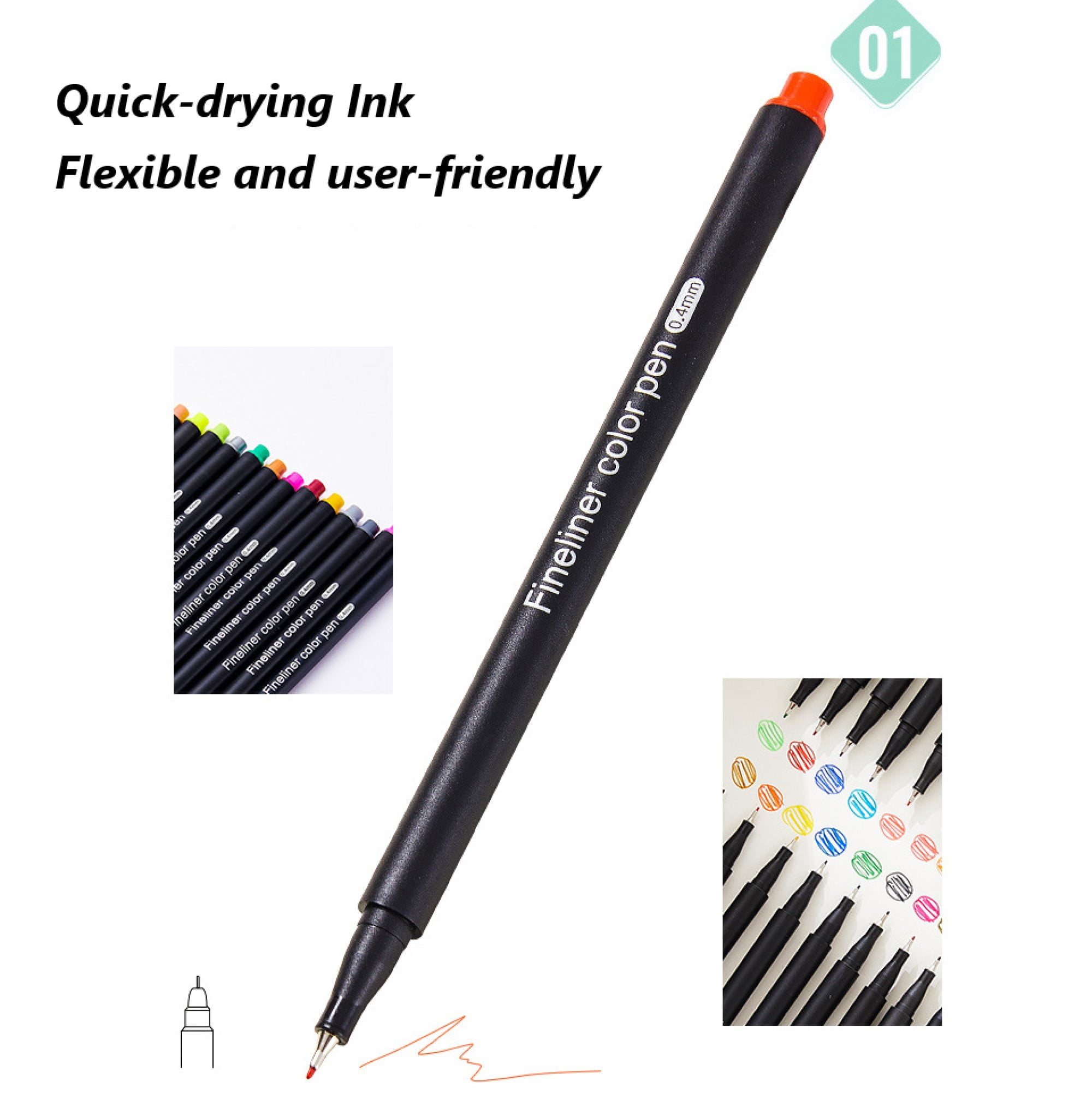 Tivamiko Journal Planner Colored Pens Set with 100 Colors Fineliner Pens and 6 Reusable Stencils for Journal, Planner, Note, and Calendar Coloring