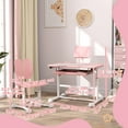 thumbnail image 3 of Qaba Ensemble Bureau et Chaise pour Enfants à Hauteur Réglable avec Plateau Inclinable, Rose, 3 of 10