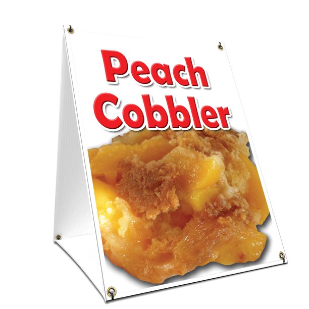 Aframe Sidewalk Peach Cobbler Sign With Graphics On Each Side 18" X