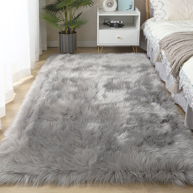 Novashion Faux Fur Fluffy Floor Rug, Faux Sheepskin Rug White Assorted Sizes