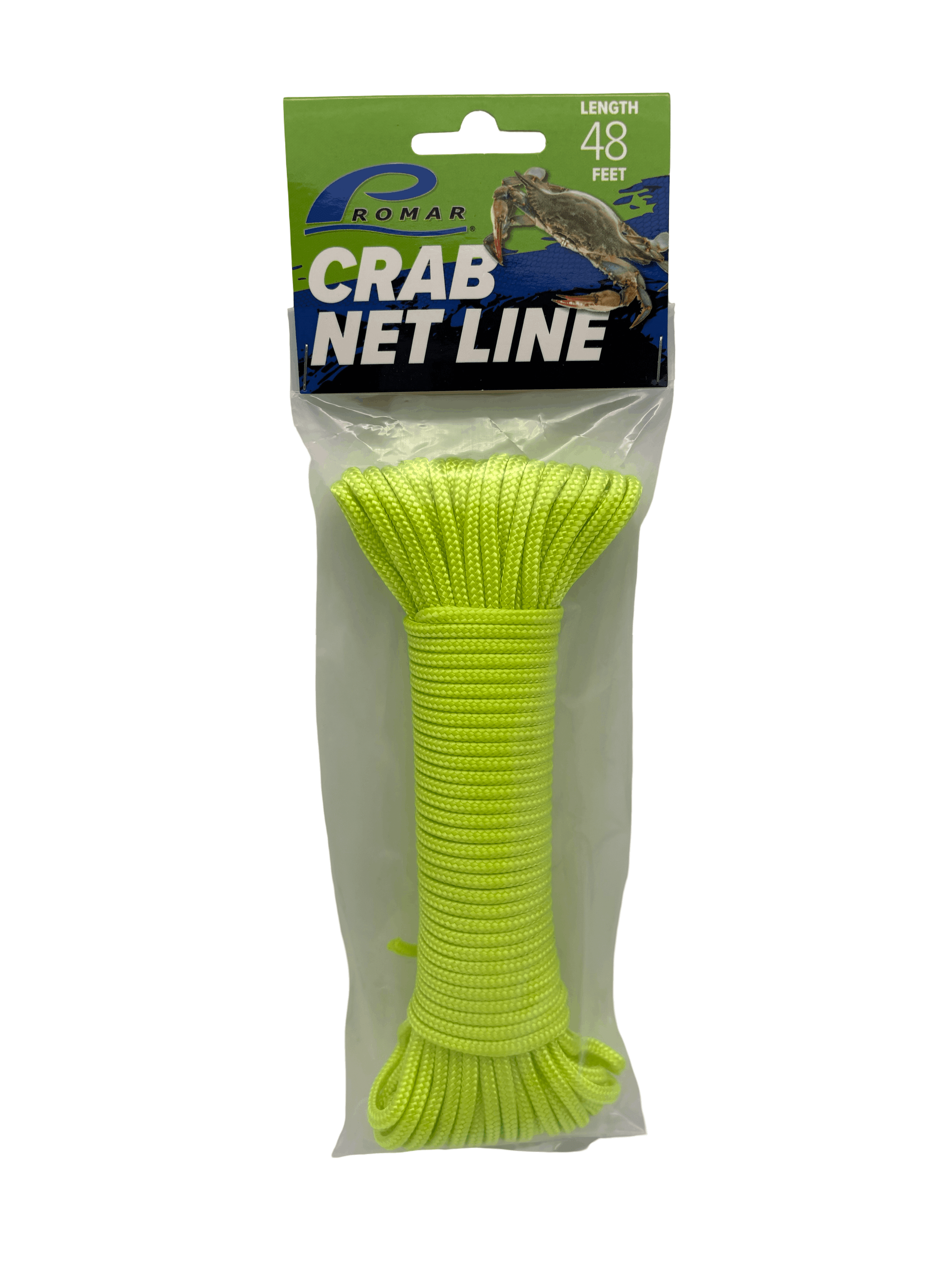 (4 pack) Promar 48ft Monofilament Nylon Crab Rigging Line, Chartreuse