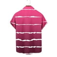thumbnail image 4 of Penkiiy Men's Short Sleeve Button Down Vintage Bowling Stripe Printing Shirts Hawaiian Casual Printed Beach Shirt Summer Regular Fit Top L Hot Pink, 4 of 4