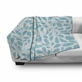 thumbnail image 3 of Leaves Soft Flannel Fleece Throw Blanket, Monochromatic Foliage Feminine Nature Pattern Spring Season Illustration, Cozy Plush for Indoor and Outdoor Use, 70" x 90", Aqua and White, by Ambesonne, 3 of 6