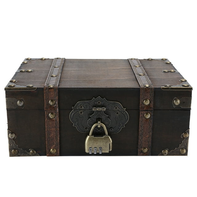 Cofre del tesoro Ecomeon Joyero de madera vintage decorativo Con Candado