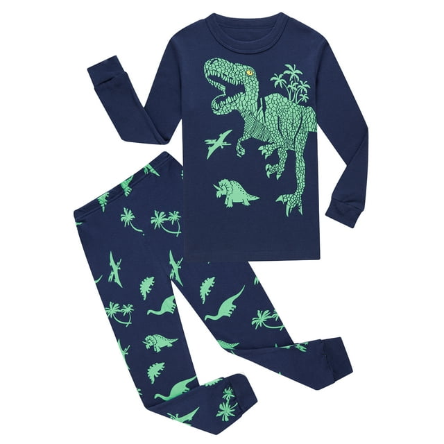Aolyty Toddler Boys Pajamas 100 Cotton Green Dinosaur Pajama Sets 5T