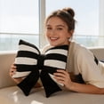 thumbnail image 5 of Bow Pillow Faux Striped Throw Pillow with Core 30x45cm Modern Cute Cushion for Sofa Bed, 5 of 7