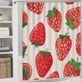 thumbnail image 6 of Awypu Bathroom Shower Curtain Set with Hooks Waterproof Multiple Sizes Strawberry Illustration Japanese Tile Flat Illustration White, 6 of 7