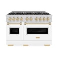 thumbnail image 2 of ZLINE Autograph Edition 48 in. 6.7 cu. ft. Classic Double Oven Gas Range with 8 Burner Cooktop in Stainless Steel with White Matte Doors and Polished Gold Accents (CGRZ-WM-48-G), 2 of 2