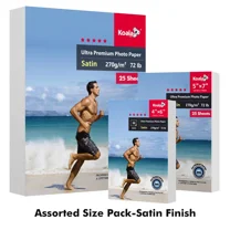 Assorted Size Pack - Koala Ultra Premium Satin Photo Paper 72lb for Inkjet Printers, Mixed Size Bundle Photo Paper 4x6 , 5x7 , 8.5x11