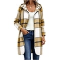 thumbnail image 2 of Plaid Zip Up Jackets for Women Casual Hooded Long Sleeve Loose Fit Mid-Length Outerwear, 2 of 9