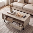thumbnail image 4 of Costway Coffee Table with Storage, Rustic Rectangle Center Table with Drawer & Open Shelves Natural, 4 of 10