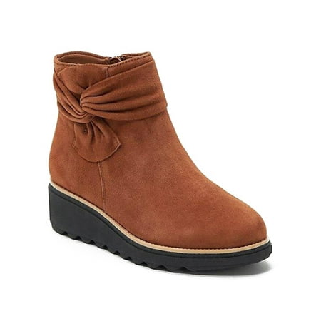 

UKAP Women s Wedge Ankle Booties Zipper Twist Decor Heels High Top Boots