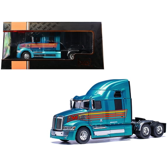 2016 Western Star 5700XE Truck Tractor Blue Metallic with Stripes 1/43 Diecast Model by IXO Models