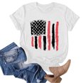 thumbnail image 3 of Independence Day Chemises pour Femmes Imprimé Drapeau Américain Été Col Rond Manches Courtes Tunique Blouse Patriotique Tee, 3 of 4