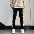 thumbnail image 4 of Pantalones deportivos ajustados y rectos para hombre, pantalones deportivos ajustados a rayas, acampanados, de verano, con bolsillos y cremallera, estilo hip hop, 4 of 5
