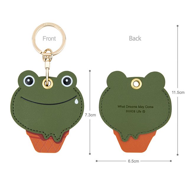 Llavero con funda de cuero con tarjeta de acceso de dibujos animados, llavero creativo y lindo para niña, bolso colgante, regalo personalizado