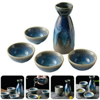 OUNONA Ceramic Sake Serving Pot with Cups for Home Use Smooth Comfortable Assorted Color