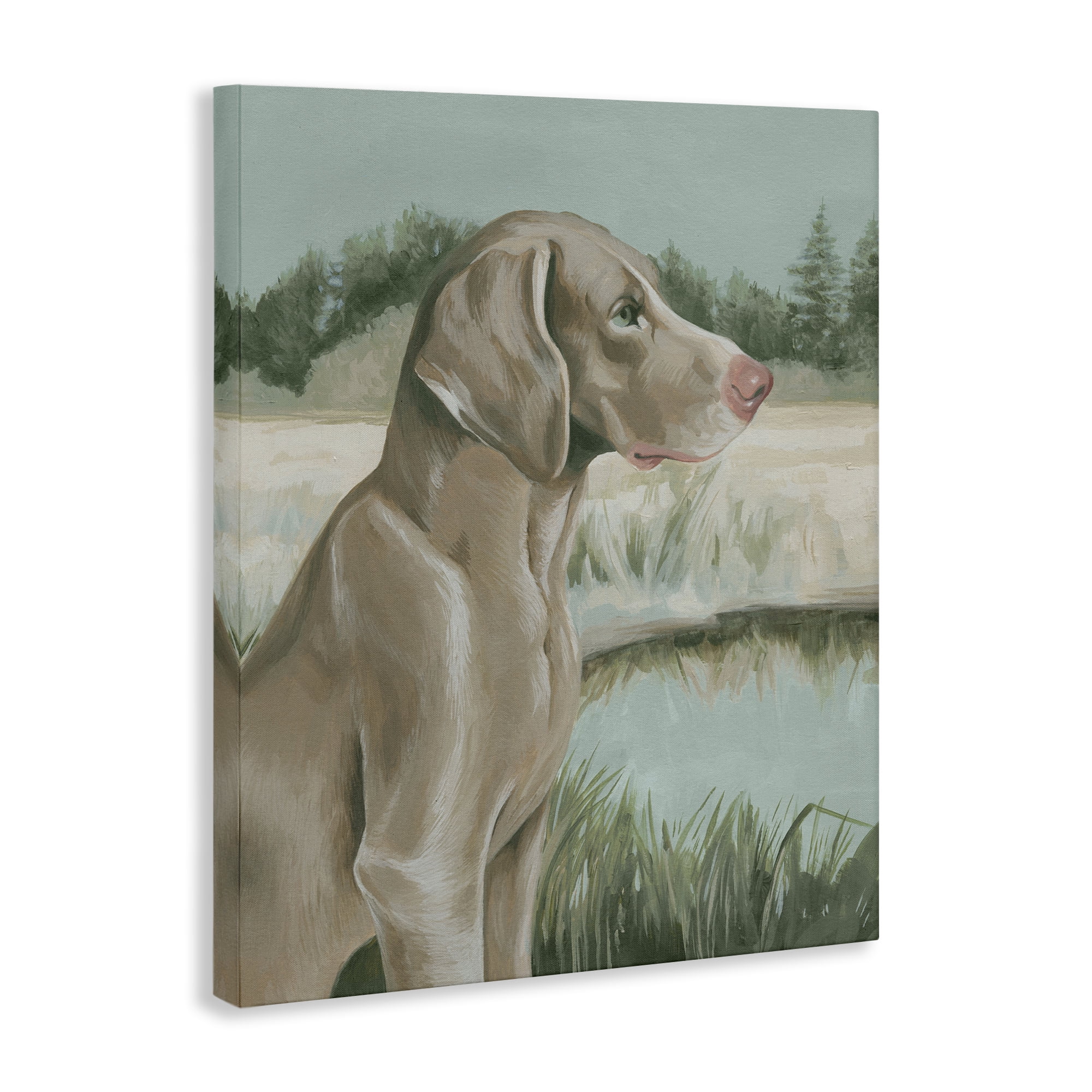 Stupell Industries Labrador Lake Landscape Animals & Insects Painting Gallery Wrapped Canvas Art Print Wall Art, 36 x 48