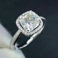 thumbnail image 3 of Women's White Cushion Cut Diamond Halo Engagement Ring 925 Sterling Silver in Size 4, 3 of 5