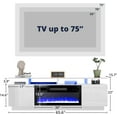 thumbnail image 2 of Cozy Castle Fireplace TV Stand for TV up to 75", High Gloss TV Entertainment Center with 30" Electric Fireplace, LED TV Console Table for Living Room, White, 2 of 9