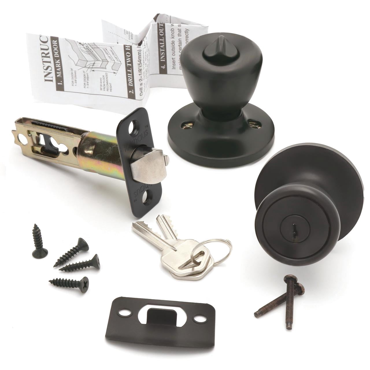 Lokhaus Keyed Entry Tulip Doorknob Matte Black 2 Count