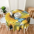 thumbnail image 6 of Spring Sunflower Tablecloth Round 60 Inch Butterfly Tablecloth Waterproof Polyester Washable Table Cover Flower Tablecloth for Kitchen Dining Room Indoor Outdoor Picnic Patio Party Decor, 6 of 6