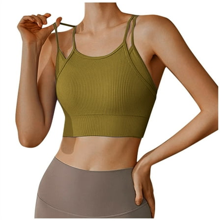 Fsqjgq Sports Bras for Women Underwear Bracelets for Women T-Back Push up Bras Tops for Women Crisscross Back Sports Bra Padded Racerback Crop Sports Bras Workout Yoga Gym Tank Top Seamless Sports Br