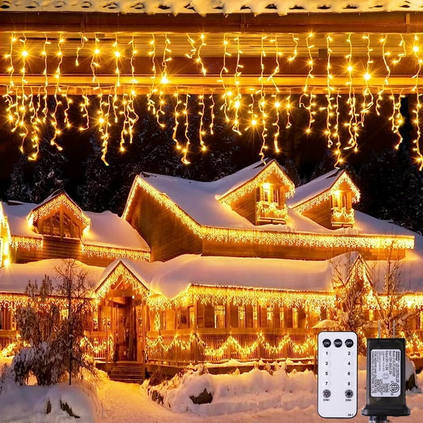 Icicle Lights JMEXSUSS 12 m 400 LED blanco cálido para exteriores