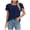 Blue, variant on Womens Plus Size Flutter Sleeve Blouse Summer Crew Neck Pleated Tshirts Dressy Casual Loose Fit Tunic Tops