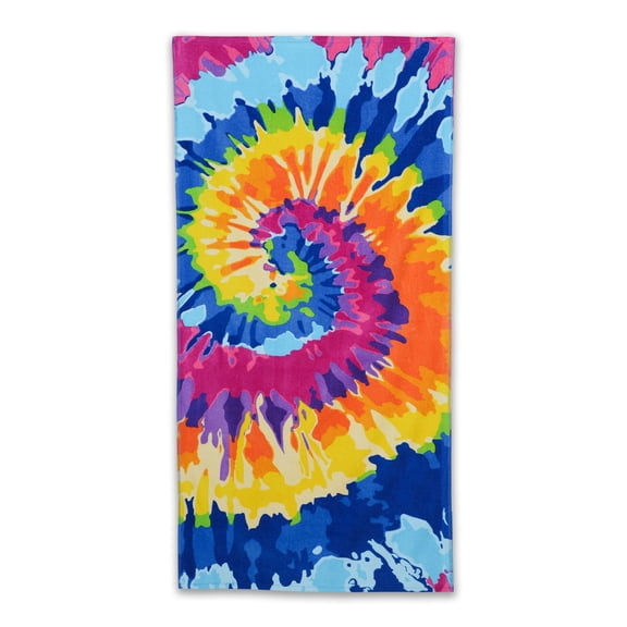 Printed Tie Dye Blitz Beach Towel - Soft Absorbent Cotton, 30 x 60 Inches