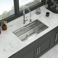 thumbnail image 4 of 33" Undermount Kitchen Sink - 33 x 19 x 10 inch Single Bowl 16 Gauge Stainless Steel Ledge Workstation Kitchen Sinks, 4 of 8