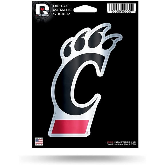 University of Cincinnati Bearcats 5 Inch Sticker Decal Metallic Shimmer Design Flat Vinyl