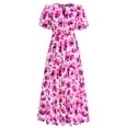 thumbnail image 1 of Vestido Dowerme para verano de 2025, casual, manga abullonada, cuello en V, floral, 1 of 8
