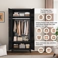 thumbnail image 6 of SteeLoong Adult Modern Steel Armoire,Wardrobe Storage Closet with 2 Doors and Shelves,Black Clothes Storage Cabinet with Hanging Rod, 6 of 8