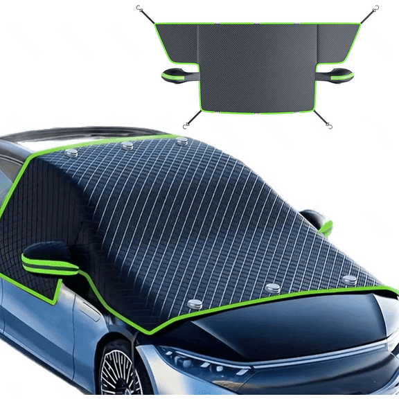 Windshield Snow & Ice Cover Fits Most Cars Sedans SUVs, Waterproof Oxford Fabric with Magnets & Straps
