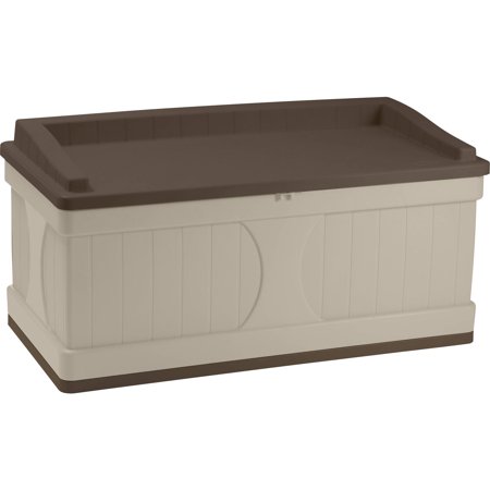 Suncast 99 Gallon Light Taupe and Mocha Resin Storage Seat Deck Box DB9500CT