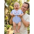 thumbnail image 4 of BemeyourBBs Baby Our First Mothers Day Outfit Newborn Baby Boy Girl Summer Clothes Plaid Bubble Romper Crew Neck Short Sleeve Plaid Print Letters Heart Embroidery Bodysuit Jumpsuit, 4 of 9