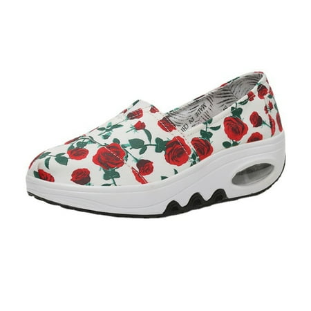 

Cglfd Women S Canvas Shoes Wedge Heel Thick-Soled Rocking Platform Sneakers Fashion Casual Mother S Single Shoes