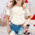 thumbnail image 2 of YunPes Girls Short Sleeve Shirts Floral Graphic Printing T Shirts Teens Kids Crewneck Tee Summer Trendy Preppy Cute Tops Clothes, 2 of 5