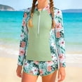 thumbnail image 2 of Girls Swim Suits 10-12 Girls Long Sleeve Swimsuit Two Piece Rash Guard Dress with Swim Shorts Front Zip for Kids Tween Teens UPF 50+, 2 of 8