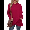 thumbnail image 1 of Sudadera Holgada con Capucha y Larga para Mujer, de Color Liso e Irregular Vino Tinto L, 1 of 8