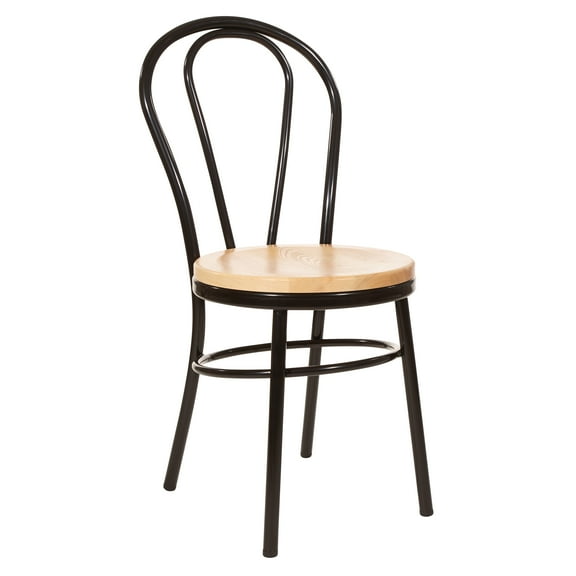 OSP Home Furnishings Litchfield Chair 2/CTN with Black Base and Natural Finish Ash Seat ASM