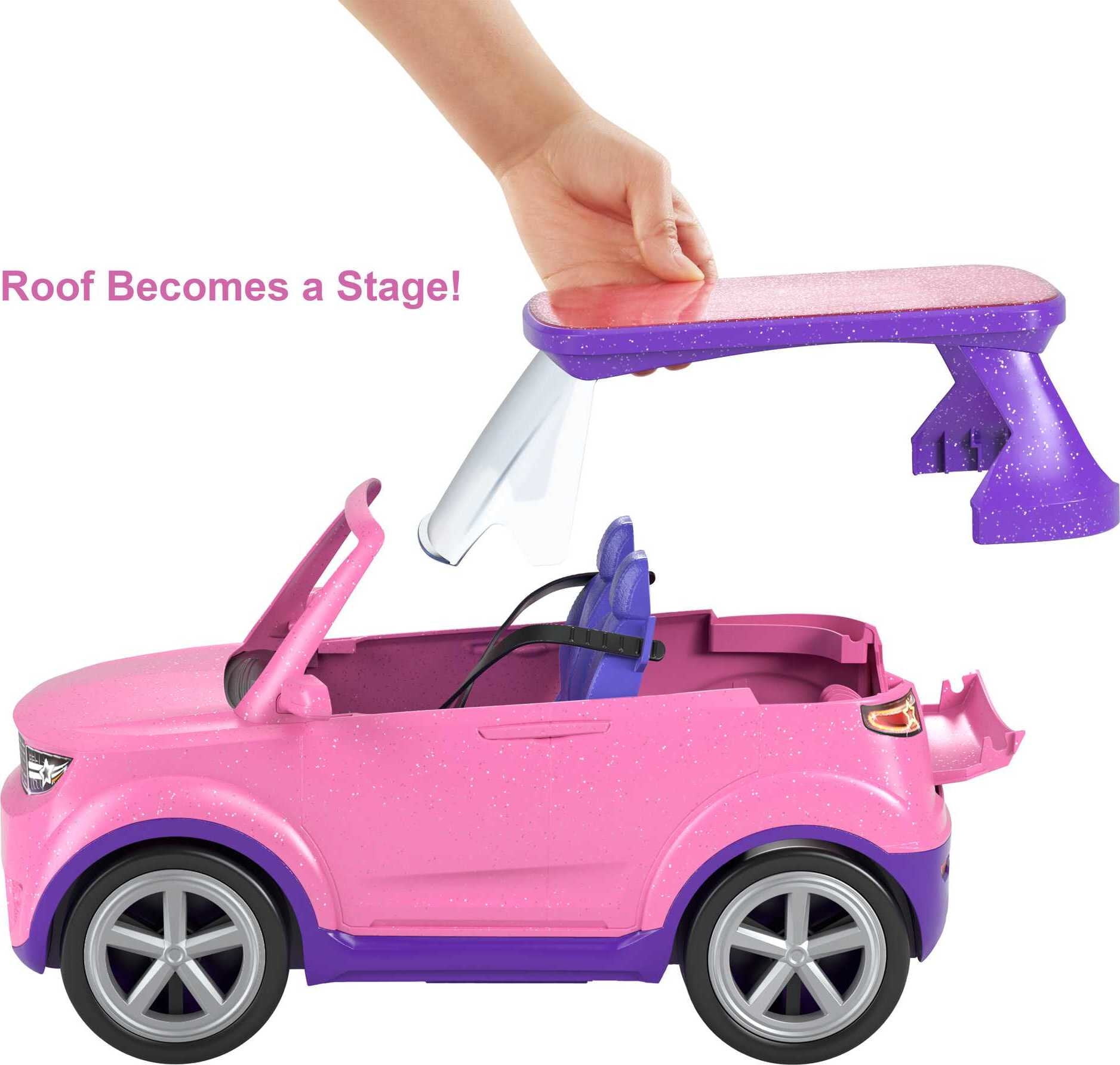 Barbie Big City Big Dreams Kids Toy SUV Transforming Pink Purple Car with Drum Kit Accessories Walmart