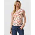 thumbnail image 4 of Blusa elegante Allegra K Sin mangas Vintage 1950 volantes Oficina Mujer Blanco Rosa-floral XL, 4 of 6