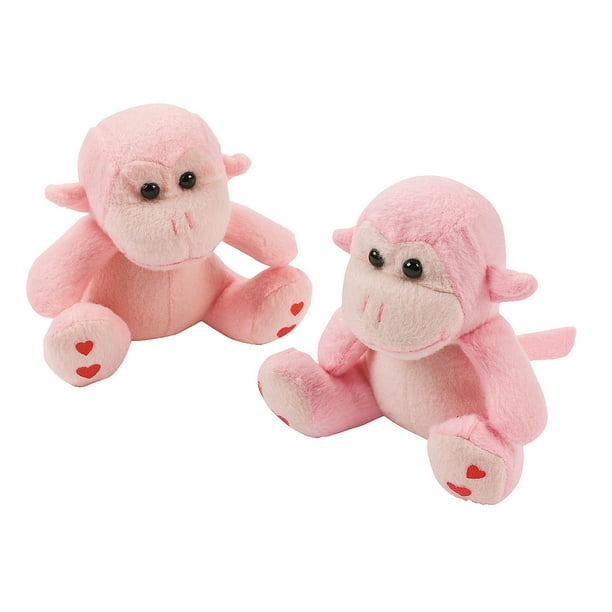Plush Valentine Monkey Party Favors 12 Pieces