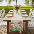 thumbnail image 4 of Table Runners 72 Inches Long Dress Scarves, Watercolor Tulips Farmhouse Kitchen Table Runner, Coffee Tablerunners, Spring Flowers Butterflies Leaves Beige 14x72 Inch, 4 of 9